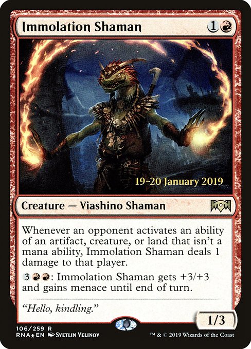 Immolation Shaman from Ravnica Allegiance Promos