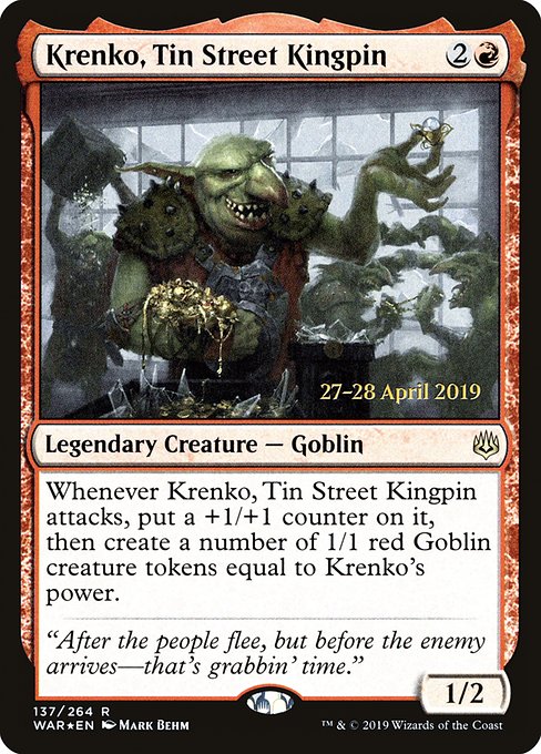 Krenko, Tin Street Kingpin from War of the Spark Promos