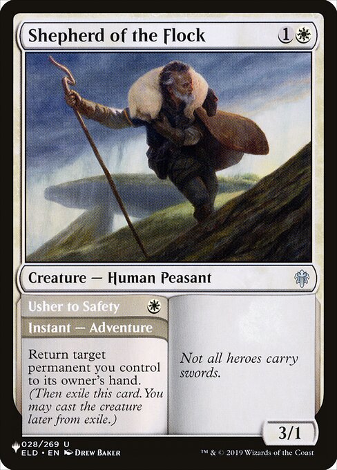 Shepherd of the Flock // Usher to Safety highlighted card art
