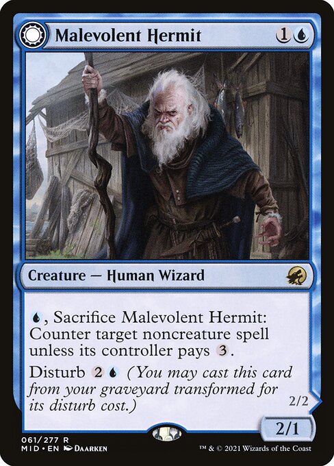 Malevolent Hermit // Benevolent Geist from Innistrad: Midnight Hunt