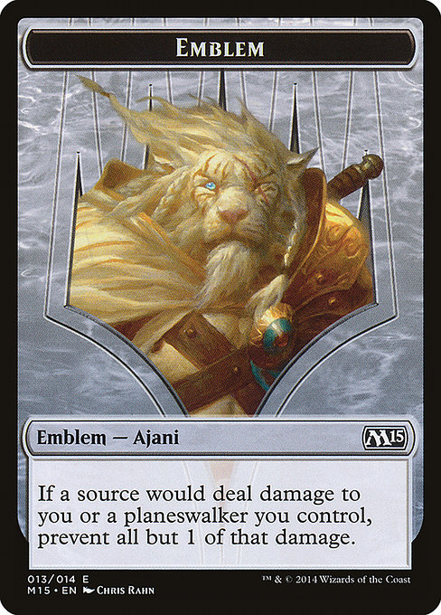 Ajani Steadfast Emblem from Magic 2015 Tokens