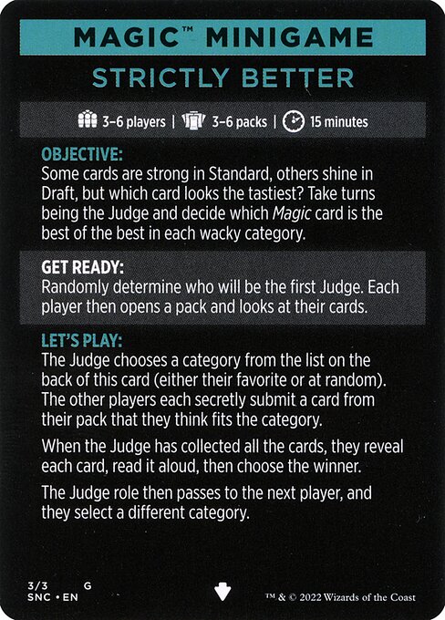 Strictly Better // Strictly Better (cont'd) from Streets of New Capenna Minigames