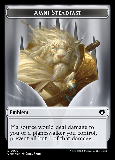 Ajani Steadfast Emblem highlighted card art