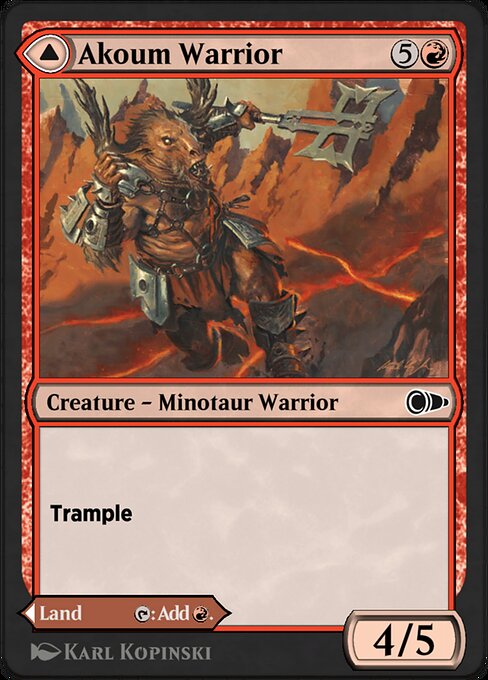 Akoum Warrior // Akoum Teeth highlighted card art