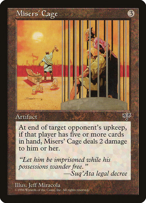 Misers' Cage highlighted card art