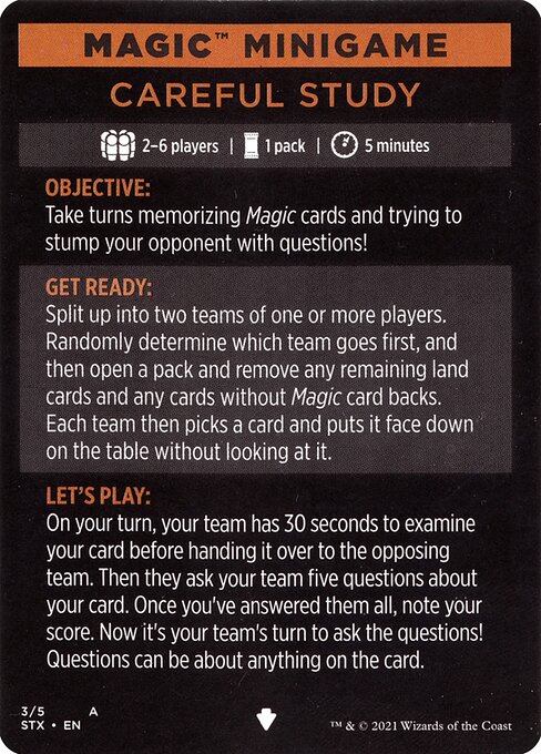 Careful Study (minigame) // Careful Study (cont'd) from Strixhaven: School of Mages Minigames