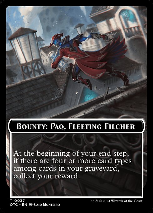 Bounty: Paq, Fleeting Filcher // Wanted! from Outlaws of Thunder Junction Commander Tokens