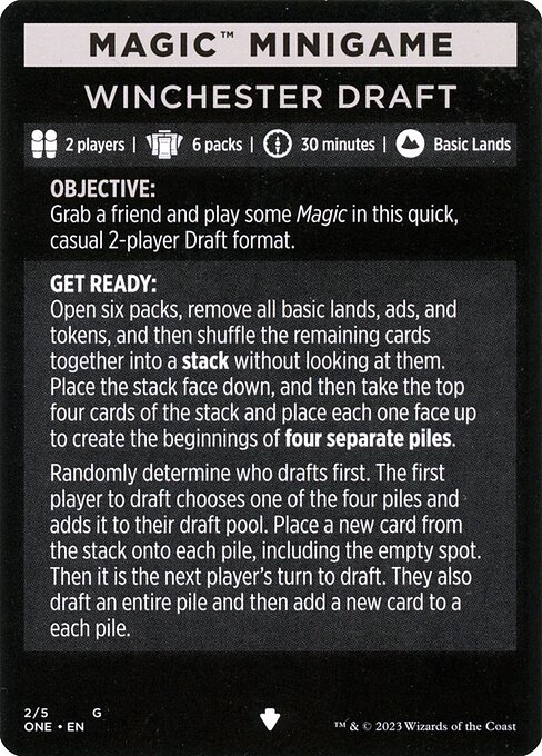 Winchester Draft // Winchester Draft (cont'd) from Phyrexia: All Will Be One Minigames